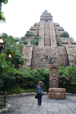 "Why not build a temple while we're at it?" Here I am, in the Indiana Jones part of the park.